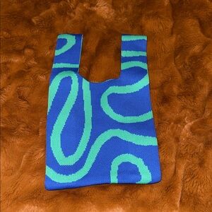 Blue and Green Patterned Tote Bag